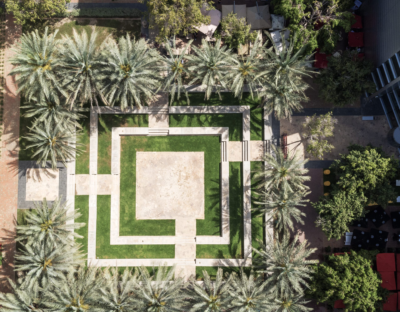 An outdoor centre-stage amid greenery at Dubai