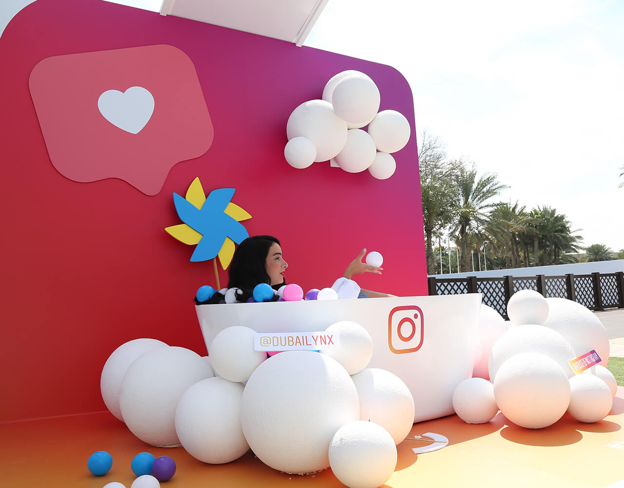 A woman posing at the photo booth at the Dubai Lynx event in Dubai Media City